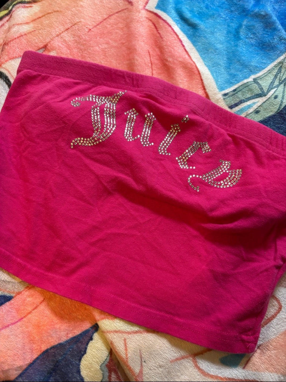 Juicy Couture Hot Pink Rhinestone Logo Tube Top